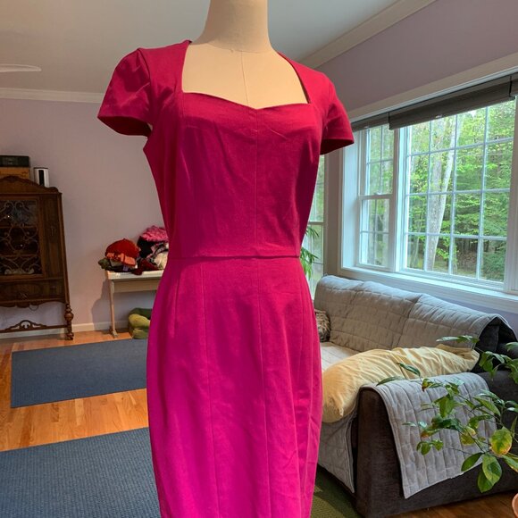 NWT hot pink Banana Republic cap-sleeve dress, US 8 - Picture 4 of 9